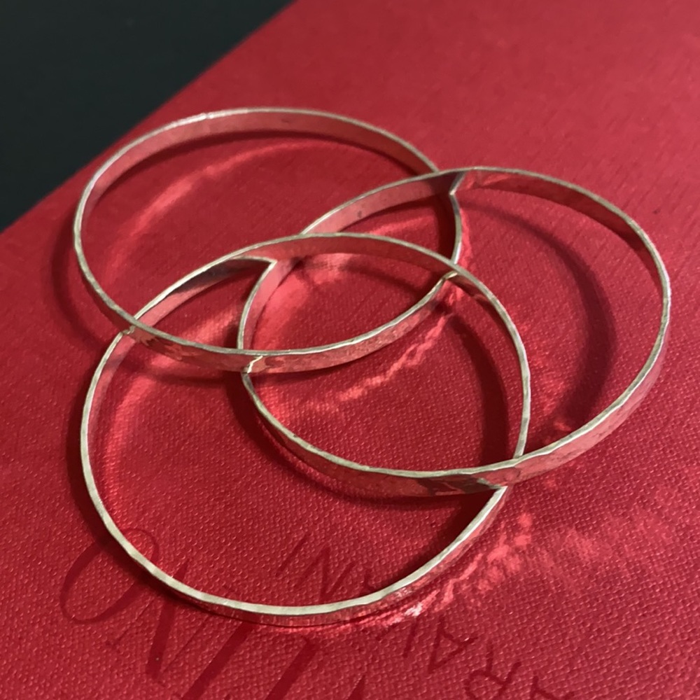 Hammeredsterling Silver Trinity Bangle Bracelet - image 6